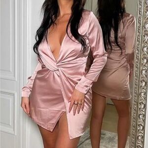 Fashion Nova Blush Satin Dress